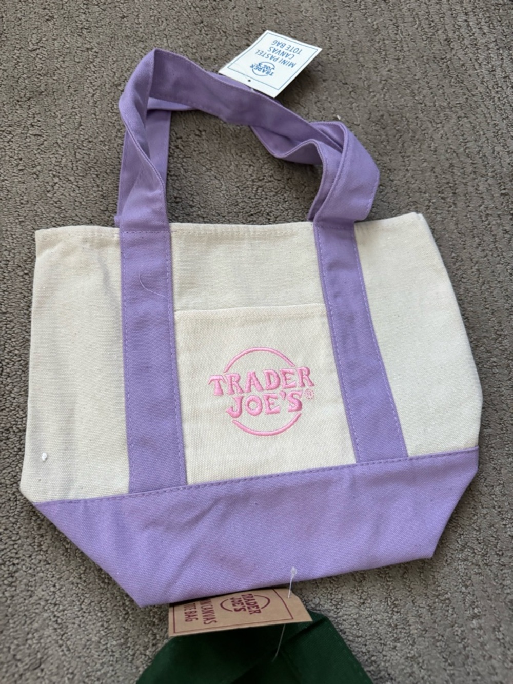 Trader Joe's Lavender and Cream Canvas Tote